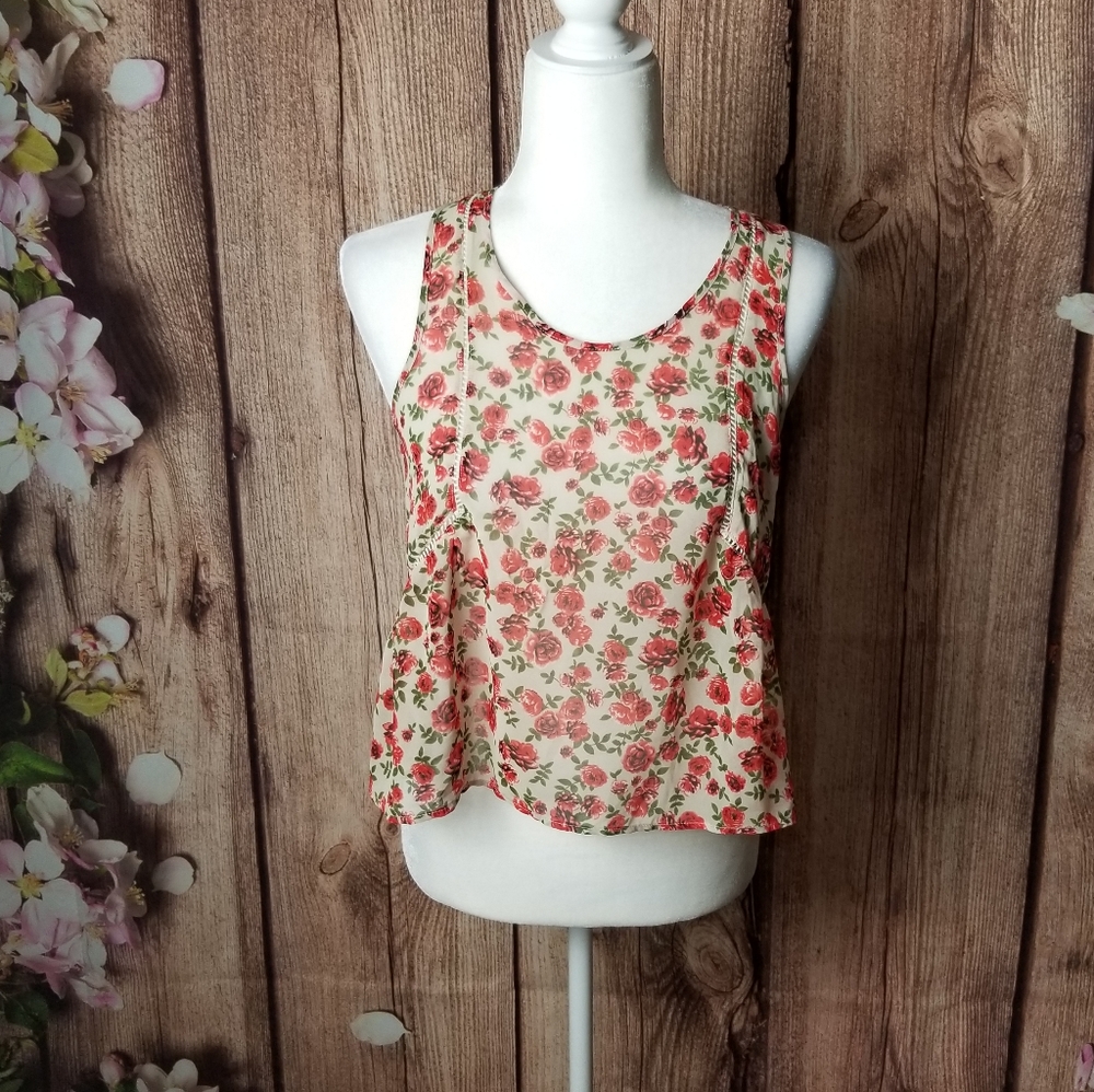 Lush semi-sheer crop  top size S